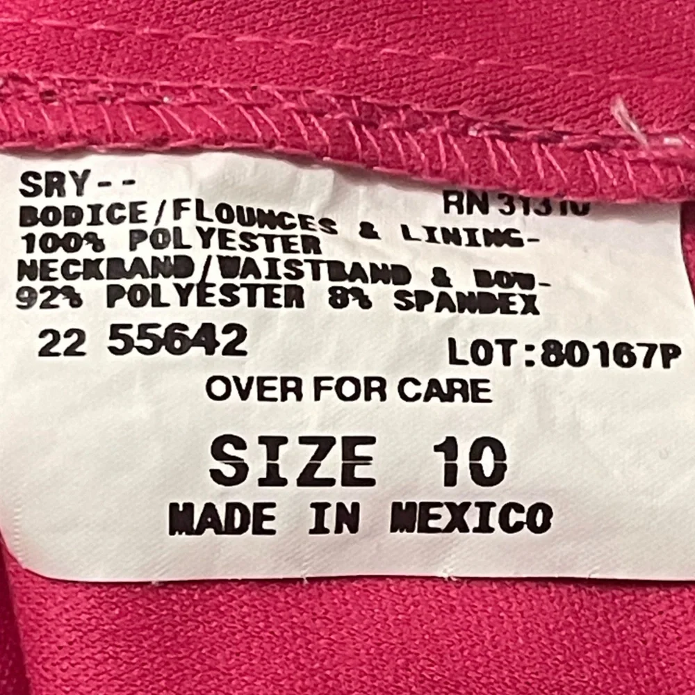 I.N. San Francisco Formal Hot Pink Dress White Straps & Bow Girls Size 10 π - Picture 16 of 16